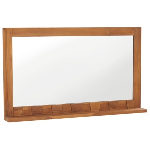 Oglindă de perete cu raft, 100x12x60 cm, lemn masiv de tec