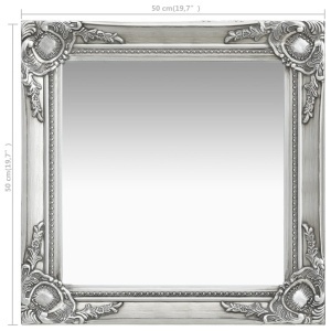 Oglindă de perete in stil baroc, argintiu, 50 x 50 cm - Img 5