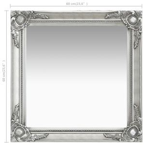 Oglindă de perete in stil baroc, argintiu, 60 x 60 cm - Img 5