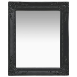 Oglindă de perete in stil baroc, negru, 50 x 60 cm