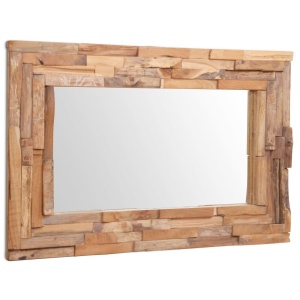 Oglindă decorativă din lemn de tec, 90 x 60 cm, dreptunghiular - Img 3
