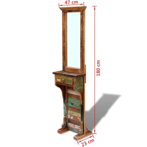 Oglindă pentru hol, lemn reciclat solid, 47 x 23 x 180 cm - Img 9