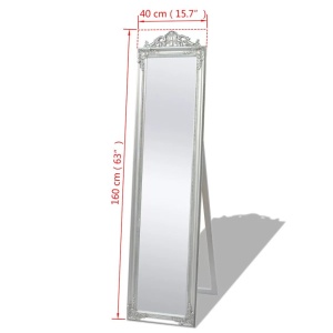 Oglindă verticală in stil baroc 160 x 40 cm argintiu - Img 6