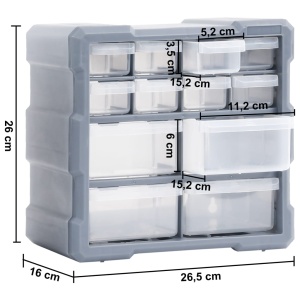 Organizatoare cu 12 sertare, 2 buc., 26,5 x 16 x 26 cm - Img 7