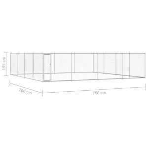 Padoc pentru câini de exterior, 760x760x195 cm, oțel galvanizat - Img 5