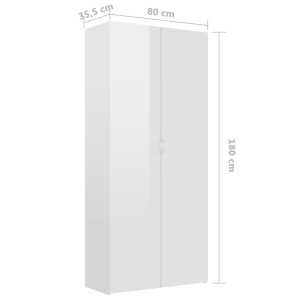 Pantofar, alb foarte lucios, 80 x 35,5 x 180 cm, PAL - Img 7