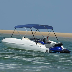Parasolar barcă Bimini 3 arcuri, albastru, 183 x 180 x 140 cm - Img 2