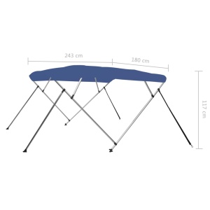 Parasolar barcă Bimini 4 arcuri, albastru, 243 x 180 x 117 cm - Img 11
