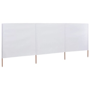 Paravan anti-vânt cu 3 panouri, alb, 400 x 120 cm, textil