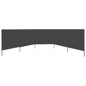 Paravan anti-vânt cu 5 panouri, antracit, 600x120 cm, textil - Img 3