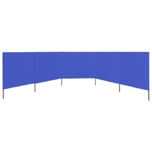 Paravan anti-vânt cu 5 panouri, azur, 600 x 120 cm, textil - Img 3