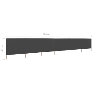 Paravan anti-vânt cu 6 panouri, antracit, 800x120 cm, textil - Img 5