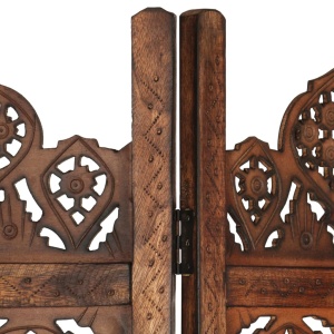 Paravan cameră sculptat manual 3 panouri maro 120x165 cm mango - Img 4