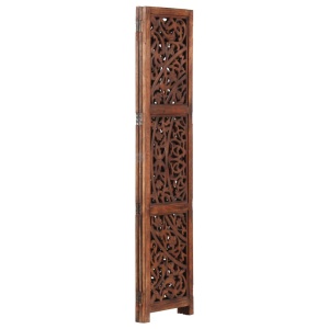 Paravan cameră sculptat manual 3 panouri maro 120x165 cm mango - Img 2
