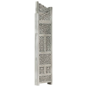Paravan cameră sculptat manual 4 panouri gri 160x165 cm mango - Img 2