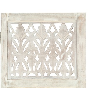 Paravan cameră sculptat manual 5 panouri alb 200x165 cm mango - Img 3