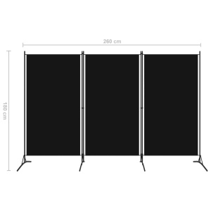 Paravan de cameră cu 3 panouri, negru, 260 x 180 cm - Img 5