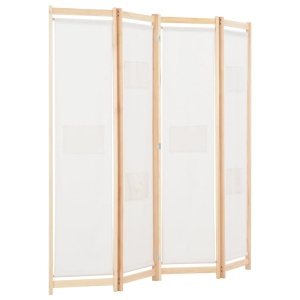 Paravan de cameră cu 4 panouri, crem, 160x170x4 cm, textil - Img 3