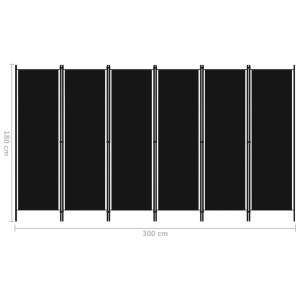 Paravan de cameră cu 6 panouri, negru, 300 x 180 cm - Img 5