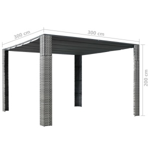 Pavilion cu acoperiș, gri/antracit, 300x300x200 cm, poliratan - Img 4