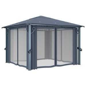 Pavilion cu perdele, antracit, 300 x 300 cm, aluminiu - Img 3