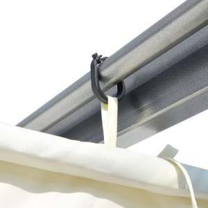 Pergolă cu acoperiș retractabil, alb crem, 3 x 3 m, oțel - Img 5