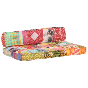 Pernă pentru canapea din paleți, multicolor, textil, petice - Img 9