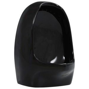Pisoar de perete cu supapă pentru spălare, negru, ceramică - Img 7