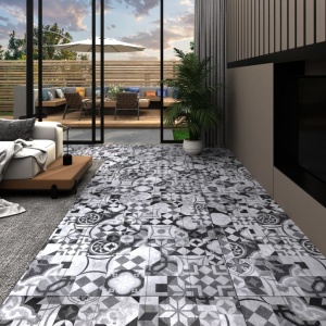 Plăci de pardoseală, model gri, 5,26 m², PVC, 2 mm