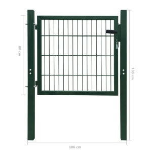 Poartă 2D pentru gard (simplă) 106 x 130 cm, verde - Img 5