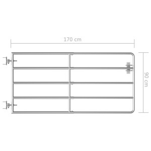 Poartă de câmp cu 5 bare, argintiu, (95-170) x 90 cm, oțel - Img 5