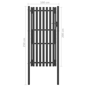 Poartă de gard grădină, antracit, 1 x 2,5 m, oțel - Img 4