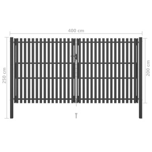 Poartă de gard grădină, antracit, 4 x 2,5 m, oțel - Img 5