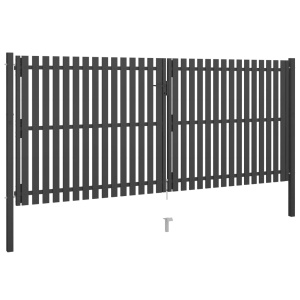 Poartă de gard grădină, antracit, 4 x 2 m, oțel - Img 2