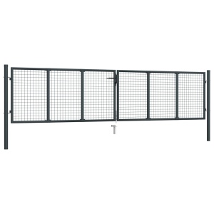 Poartă de grădină din plasă, gri, 400 x 125 cm, oțel galvanizat - Img 2