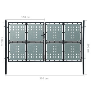 Poartă dublă neagră pentru gard 300 x 200 cm - Img 5