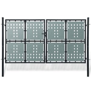 Poartă dublă neagră pentru gard 300 x 225 cm