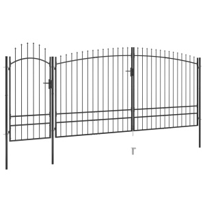 Poartă gard pentru grădină cu vârf suliță, negru 5 x 2,45 m - Img 2