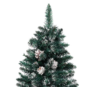 Pom Crăciun artificial subțire, lemn și zăpadă, verde, 180 cm - Img 3