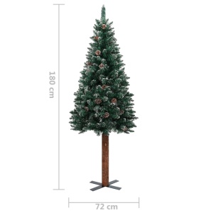 Pom Crăciun artificial subțire, lemn și zăpadă, verde, 180 cm - Img 5