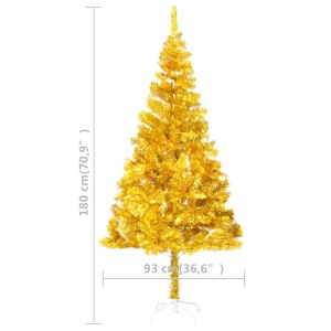 Pom de Crăciun artificial cu suport, auriu, 180 cm, PET - Img 5