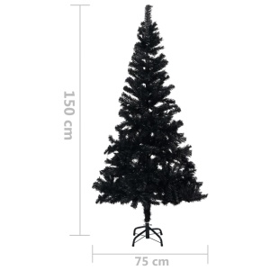 Pom de Crăciun artificial cu suport, negru, 150 cm, PVC - Img 5