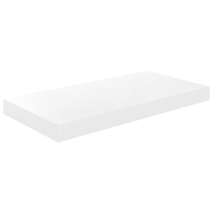 Raft de perete suspendat, alb extralucios, 50x23x3,8 cm, MDF - Img 2