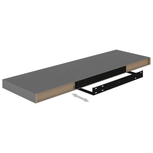 Raft de perete suspendat, gri extralucios, 80x23,5x3,8 cm, MDF - Img 6