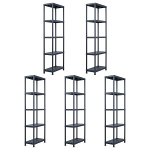 Rafturi de depozitare 5 buc. negru 60x30x180 cm plastic 125 kg