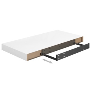 Rafturi de perete, 2 buc., alb extralucios, 50x23x3,8 cm, MDF - Img 7