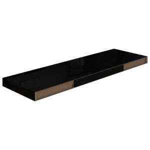 Rafturi de perete 2 buc., negru extralucios, 80x23,5x3,8 cm MDF - Img 6