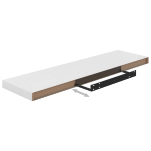 Rafturi de perete, 4 buc., alb extralucios, 90x23,5x3,8 cm, MDF - Img 7