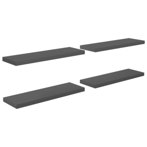 Rafturi de perete, 4 buc., gri extralucios, 80x23,5x3,8 cm, MDF - Img 2