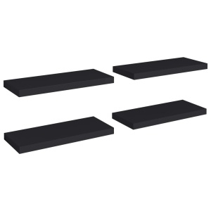 Rafturi de perete, 4 buc., negru, 60 x 23,5 x 3,8 cm, MDF - Img 2